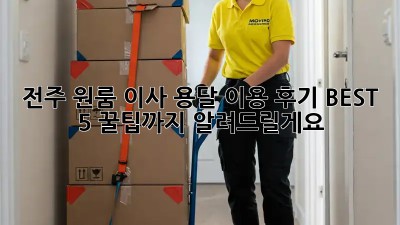 전주 원룸 이사, 용달 이용 후기 BEST 5! 꿀팁까지 알려드릴게요😊